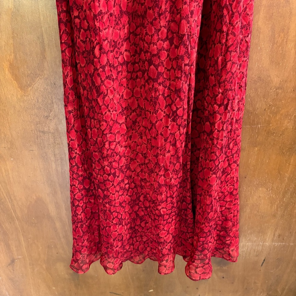 Vintage 100% Silk Red Maxi Slip Dress Fairy Y2K Asymmetrical Mcbling Snake Print - Picture 12 of 15